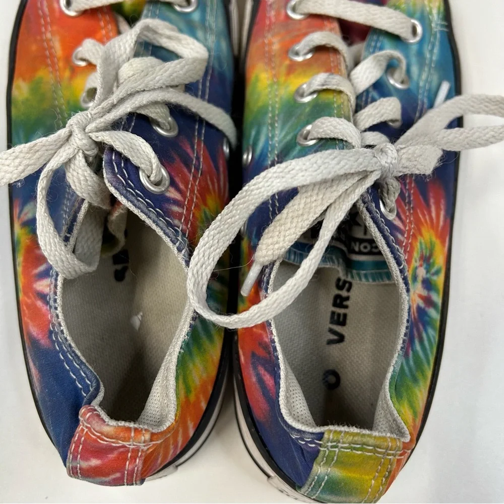 Converse Unisex Youth Kids Sneakers Size 2 Low Top Lace Up Tie Dye Yellow #1571